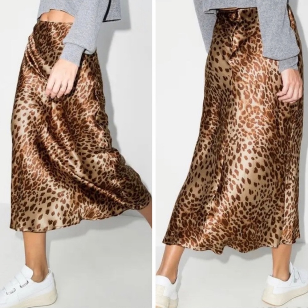 Reformation Leopard Silk Skirt, size 8